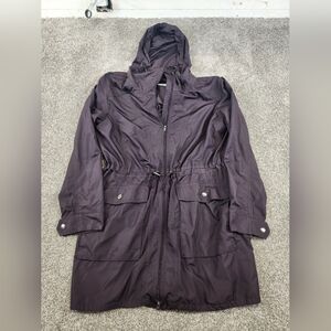 J Jill Full Zip Jacket Utility Windbreaker Hooded Pocket Women's  Size SP Purple
